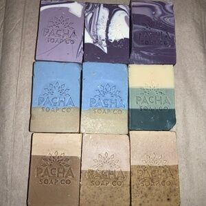 9 bars soap Pacha Soap Co. hand crafted scented made in US New assorted colors